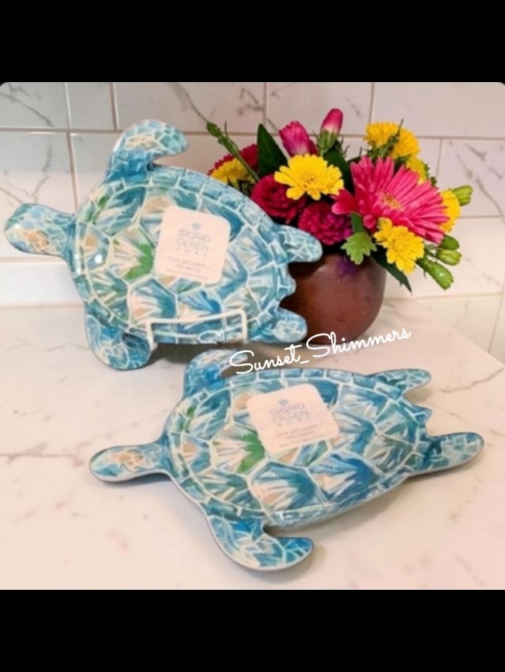4pc Set Sigrid Olsen Melamine Ocean Sea Turtle Salad Appetizer Dessert Plates